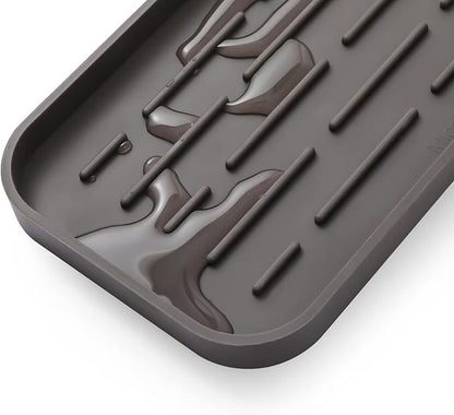 Silicone Kitchen Sink Organizer Tray for Multiple Usage,Eco-Friendly Sponges Holder for Kitchen Bathroom Counter or Sink,Dish Soap Dispenser,Scrubber,Bottle,Cup (Coffee, 10"×5.3")