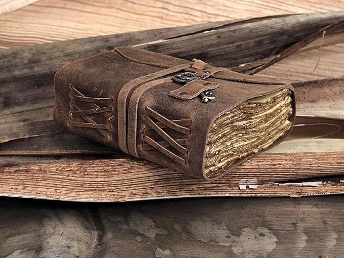 cuero Vintage Leather Journal - Handmade Refillable Leather Bound Notebook with Deckle Edge Paper, Antique Travel Diary, Writing Journal for Men & Women - Vintage Notebook Binder (4 by 6 inch)