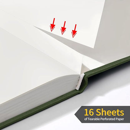 Annecy Blank Journal Notebook, Medium 5.5x 8.25, 160 Pages 100GSM Writing Paper, A5 Deep Green Faux Leather Cover with Pen Loop