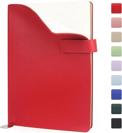Softsided Notebook - 5.7"x 8.4" - upgraded texture, classic line design, paper for smooth writing, elegant hangtag detail, with box, perfect for both gift and personal use(Red)