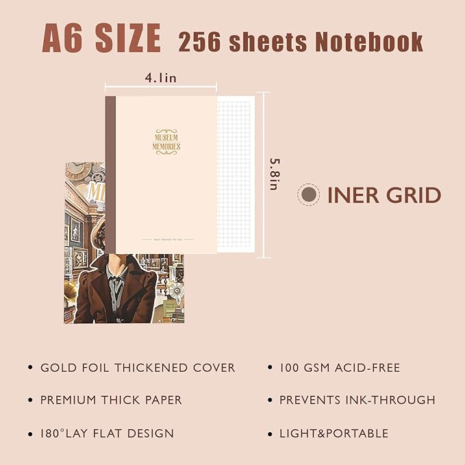 Scrapbooking Supplies Kit, Museum Aesthetic Vintage Scrapbook Kit for Bullet Junk Journal A6 Grid Notebook Stationary Journaling Supplies DIY Craft Birthday Holiday Gifts for Women Kid Teen Girl