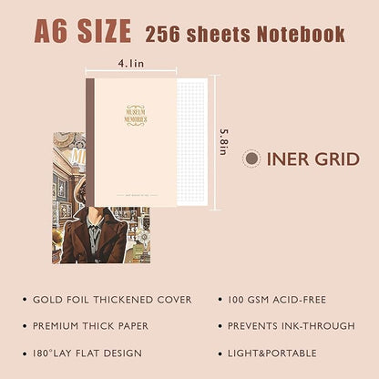 Scrapbooking Supplies Kit, Museum Aesthetic Vintage Scrapbook Kit for Bullet Junk Journal A6 Grid Notebook Stationary Journaling Supplies DIY Craft Birthday Holiday Gifts for Women Kid Teen Girl