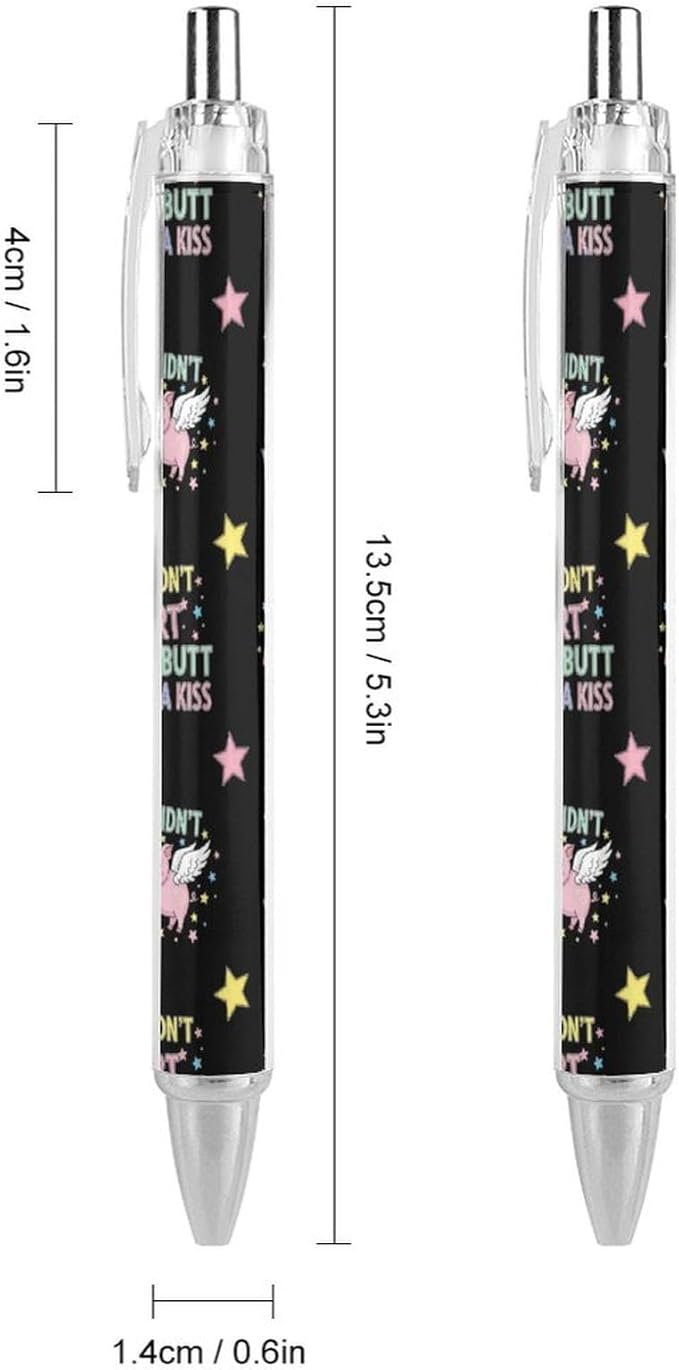 Refillable Ballpoint Pens, Writing Pens 0.5mm Black Ink for Men Women, Rolling Ball, I Didnt My Blew You A Kiss Cute Pig 2 Pcs