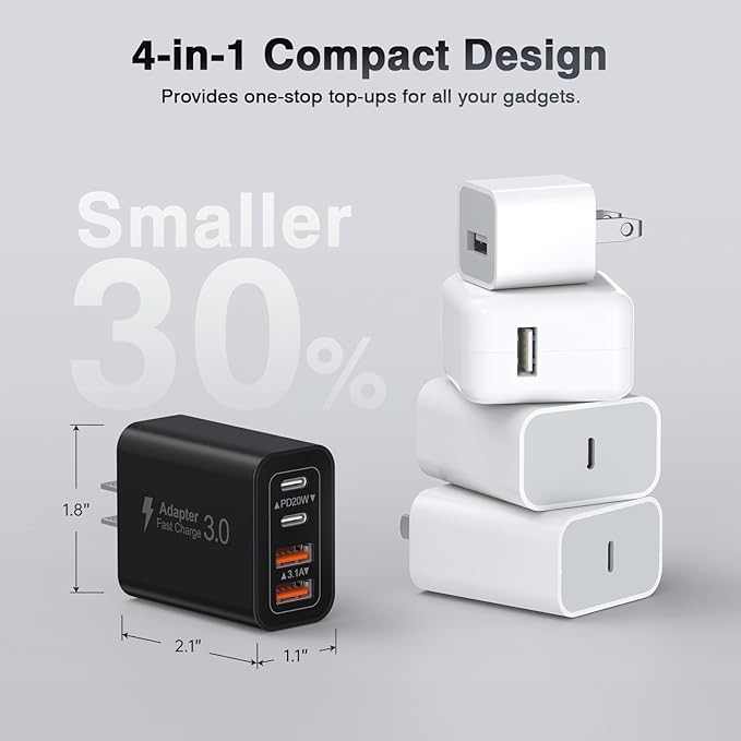 40W USB C Charger Block, 2-Pack Fast Charge Cube Powered Multi-Port Wall Plug Power Adapter Type C Brick for iPhone 17/16/16 Pro Max/15/15 Pro Max/14/14 Pro Max/13/12/iPad, Motorola, LG,PS5, Huawei
