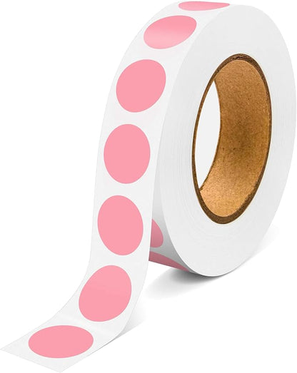 1000PCS Pink Colored Dot Stickers Round Coding Circle Label Stickers 0.5 inch Label in Dispenser Box for Office Classroom