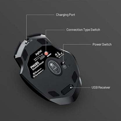 INPHIC Bluetooth Mouse for Laptop, Upgraded Visible Battery, 2400 DPI, Silent Ergonomic Computer Mouse Wireless, Mac, PC etc.