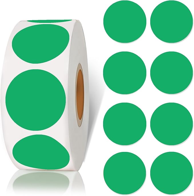Starboling 1inch Dark Green Round Color Coding,Dot Stickers Labels,Can Writing for Office,Student Classroom and Other Scenarios（800Pcs/Roll