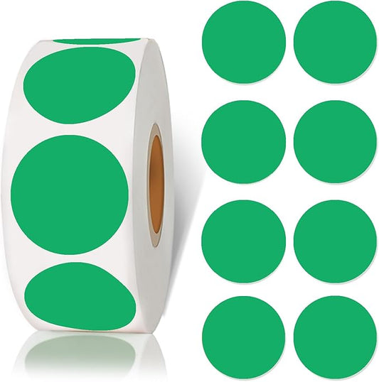 Starboling 1inch Dark Green Round Color Coding,Dot Stickers Labels,Can Writing for Office,Student Classroom and Other Scenarios（800Pcs/Roll
