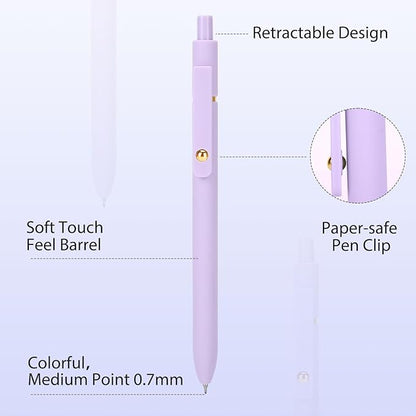 FIOVER Colorful Gel Pens - 6Pcs 0.7mm Multi-Colored Pens, Smooth Writing Coloring Journaling Supplies for Note Taking, Cute Aesthetic Office School Supplies(6Pcs-Morandi Colorful)