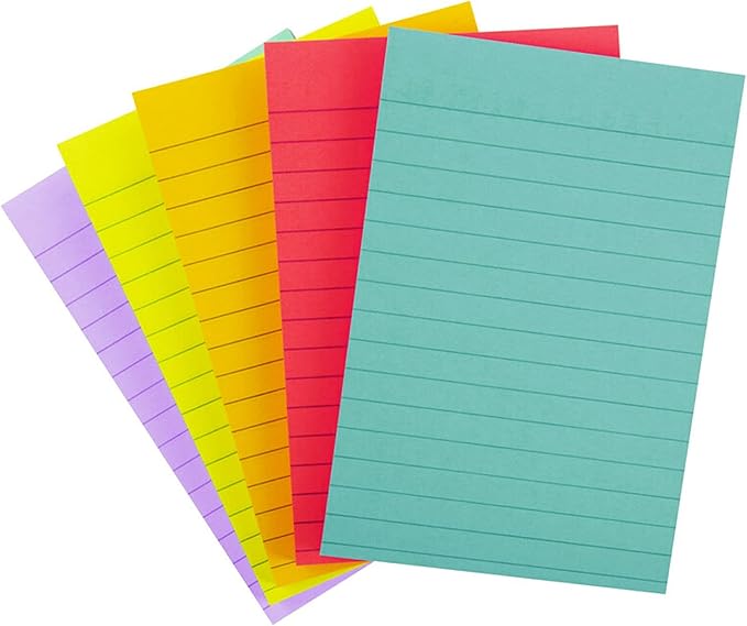 Post-it Super Sticky Lined Notes 4x6 | Bright Colors | Double Sticking Power | 90 Sheets per Pad | 5 Pads, Pack of 8