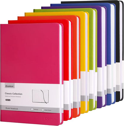 Comix 8 Pack Lined Journal Notebooks for Work, 240 Pages, 5.5"x8.3", Hardcover, A5 Medium College Ruled, Journaling Notebooks for Notes-taking, Fits for Office School Home