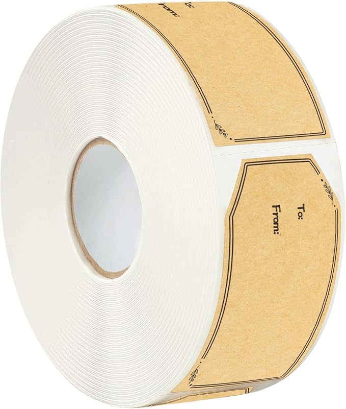 Kraft Gift Tag Stickers, 1.18" x 2" Christmas Gift Tags Stickers, Brown Kraft to and from Gifts Labels Self Adhesive Christmas Labels Holiday Present Label, Perforated line design-600PCS