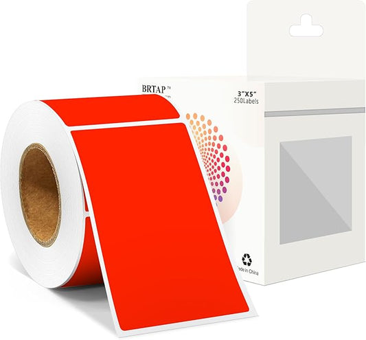 Large Color Coding Labels 3X5 Inch 250 Per Roll, Fluorescent Red Moving Stickers for Boxes Color Coded, Packing Labels Stickers for Inventory Warehouse