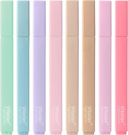 Highlighters, 8 Pack Aesthetic Highlighters, Assorted Colors, Chisel Tip, No Bleed Bible Highlighter Pastel for Journaling Office School Bible Study Supplies