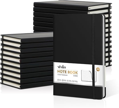 ViVin Lined Journal Notebooks for Work,192 Pages,5.5 x 8.3 inch,College Ruled,A5 Hardcover Journaling Notebooks for Writing,24 Pack Bulk