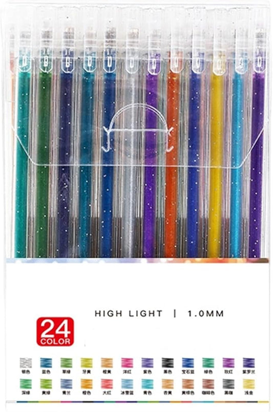 Implementarch Pens, implementarch glitter gel pen set, Iridescent Glitters Gel Ink Pen Set, for Coloring, Doodling & Crafting, Perfect for DIY Projects & Art (24 colors,No Refill)