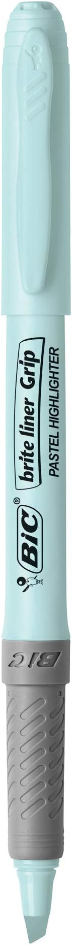 BIC Brite Liner Grip Pocket MINI Highlighter, Pastel Ink Colors, Chisel Tip, 6 Count (Pack of 1)