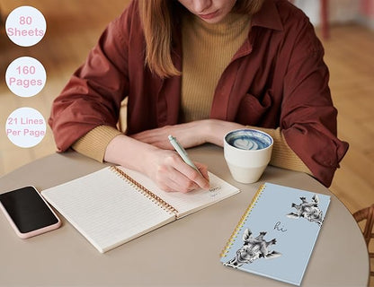 Giraffe Notebook Journal,Blue Cute Animal Notebook Journal for School Women Teen Girls Kids,Giraffe Gifts for Animal Lovers,Hardcover Spiral Notebooks for Work Notes Journaling,5.5x8.3 Inch