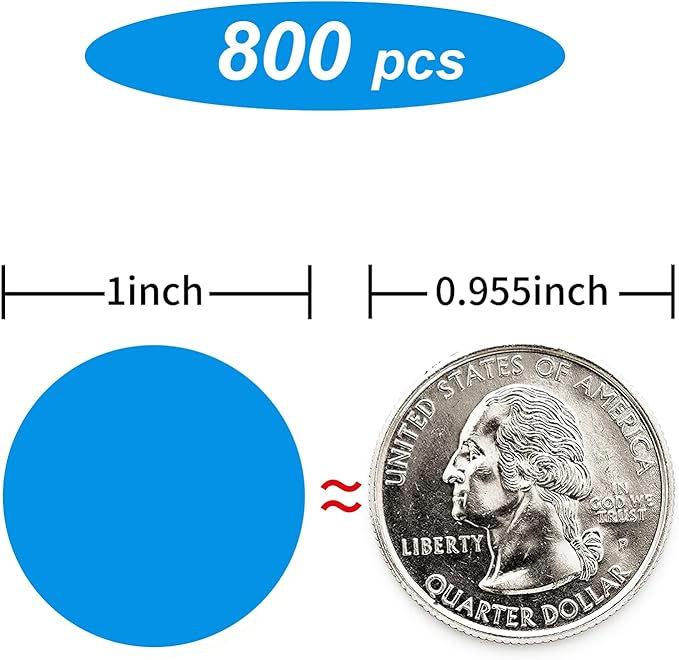 Starboling 800Pcs 1 Inch Blue Round Color Coding,Dot Stickers Labels,Can Writing for Office,Student Classroom and Other Scenarios