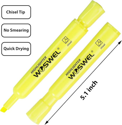 Highlighters Bulk, 72 Pack Tank Style Highlighters Set, Fluorescent Yellow, Chisel Tip Highlighter Markers Bulk for Kid and Adult Coloring, Highlighting as School Supplies