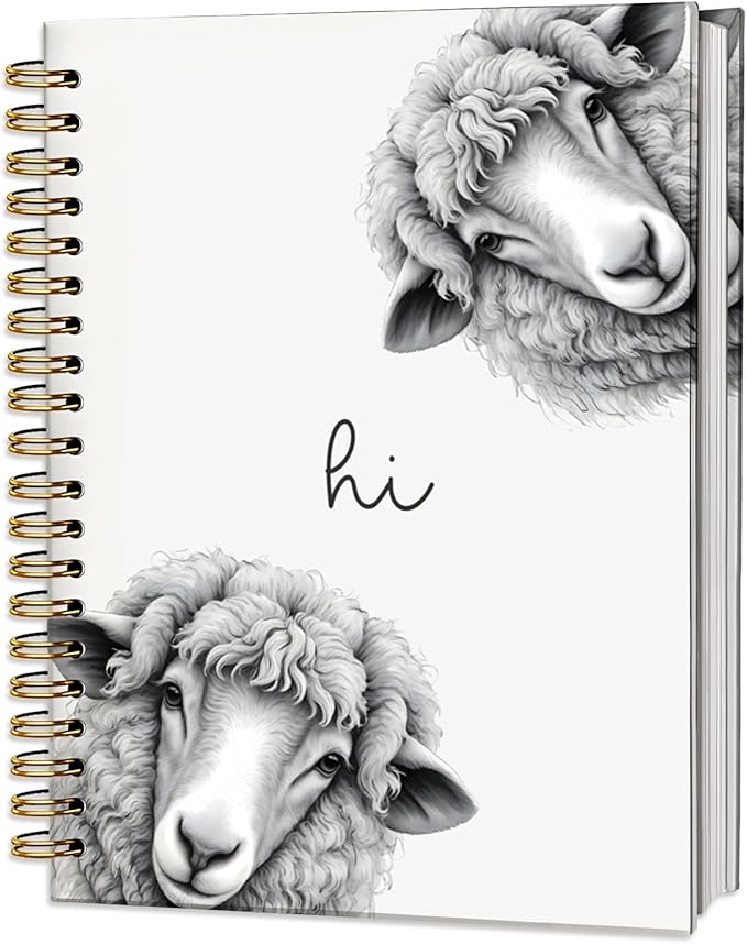 Sheep Gifts,Sheep Gifts Notebook Journal for Women,Cute Animal Lovers Gift Notebook Journal for Kids,Sheep Themed Gift Stuff,Hardcover Spiral Notebooks for Writing,5.5x8.3 Inch