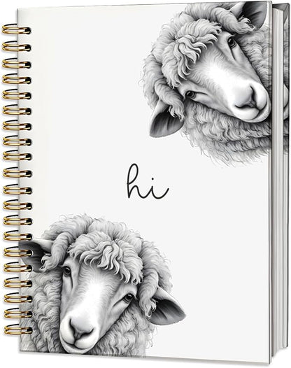 Sheep Gifts,Sheep Gifts Notebook Journal for Women,Cute Animal Lovers Gift Notebook Journal for Kids,Sheep Themed Gift Stuff,Hardcover Spiral Notebooks for Writing,5.5x8.3 Inch