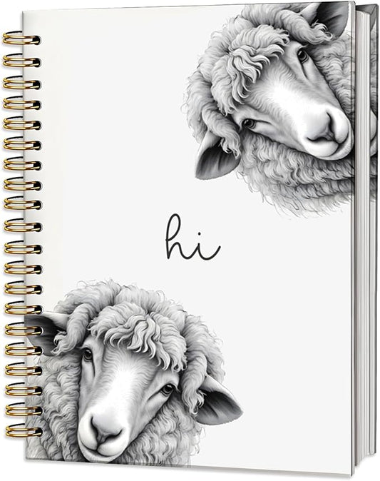 Sheep Gifts,Sheep Gifts Notebook Journal for Women,Cute Animal Lovers Gift Notebook Journal for Kids,Sheep Themed Gift Stuff,Hardcover Spiral Notebooks for Writing,5.5x8.3 Inch