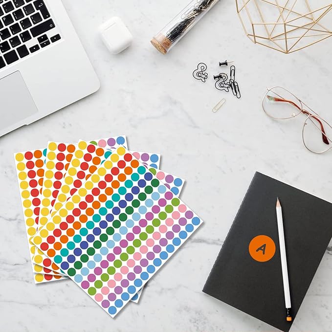 REGELETO 4200 PCS 0.75 Inch 12 Colors Round Colored Dot Stickers for Toddlers Teaching Papers, Color Coding Labels, Circle Dots Stickers for Office and Student Classroom (25 Sheets)