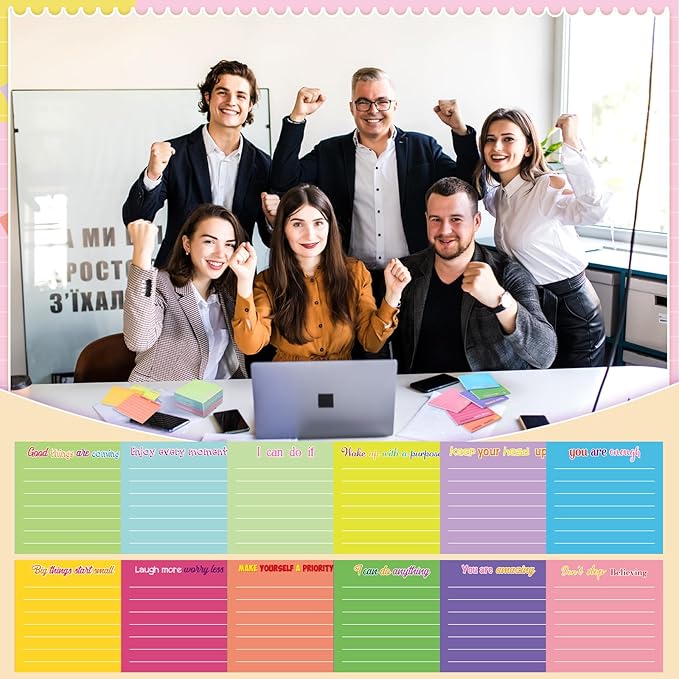 Yinder 24 Pcs Inspirational Sticky Notes Christmas Stocking Stuffers Motivational Sticky Notes Pad Employee Appreciation Gift Bulk for Teacher Nurse Coworker Office 3 x 3'' (Inspirational,Dark Color)