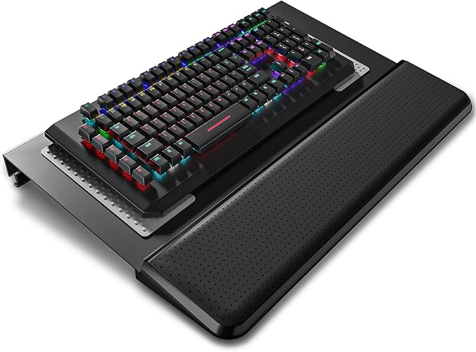 Computer Tilt Keyboard Stand - Acrylic Ergonomic Keyboard Holder for Easy Typing Working, Keyboard Riser with Comfortable Wrist Rest for Keyboard, Office, Home - Fits All Keyboard Sizes