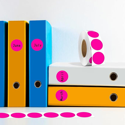 PARLAIM 4 Rolls 4000PCS 1 inch Round Color Coding Circle Dot Labels, 4000Pcs Color- Coding Label Sticker for Home Office Classroom (Fluorescent Pink)