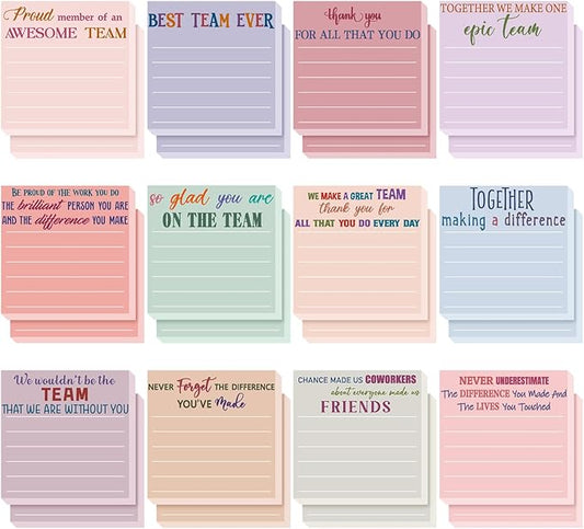 Yinder 24 Pcs Inspirational Sticky Notes Christmas Stocking Stuffers Motivational Sticky Notes Pad Employee Appreciation Gift Bulk for Teacher Nurse Coworker Office 3 x 3'' (Team,Elegant)