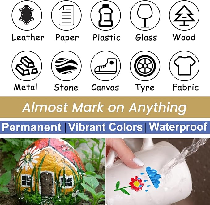 Overseas Purple Acrylic Paint Markers - 8 Pack Medium Tip Acrylic Paint Pens, Water Based, Quick Drying, Waterproof, Non Toxic Permanent Markers for Rock, Wood, Plastic, Metal, Canvas, Glass, Fabric