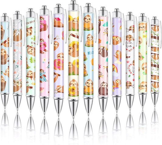 12 Pcs Christmas Sloth Gift Cute Ballpoint Pens for Sloth Lovers 1.0 mm Black Ink Cartoon Retractable Pens Animal Lover Gift for Students Back to School Classroom Office Supplies