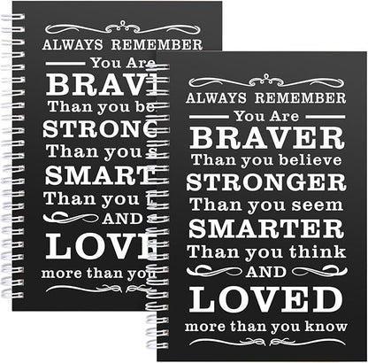 2 Pcs A5 Spiral Notebook,Inspirational Journal,Motivational Journal for Women Men,100 Pages Lined Spiral Journal Notebook College Ruled Daily Diary for School,Travel,Business,Work (Always-Black)