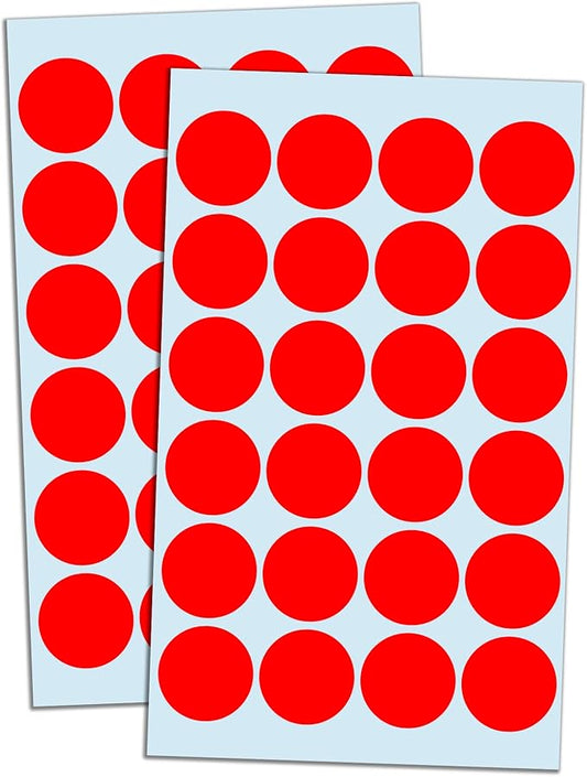 1200 Pack, 1" Round Dot Stickers Circle Labels - Red