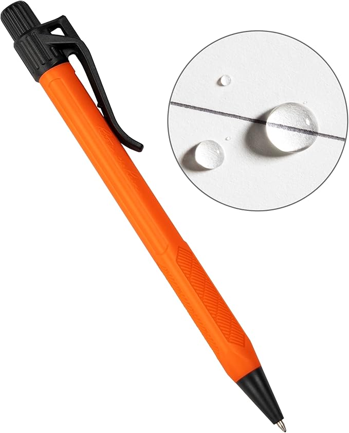 Rite in the Rain Weatherproof Durable Orange Clicker Pen - Black Ink (No. OR11)