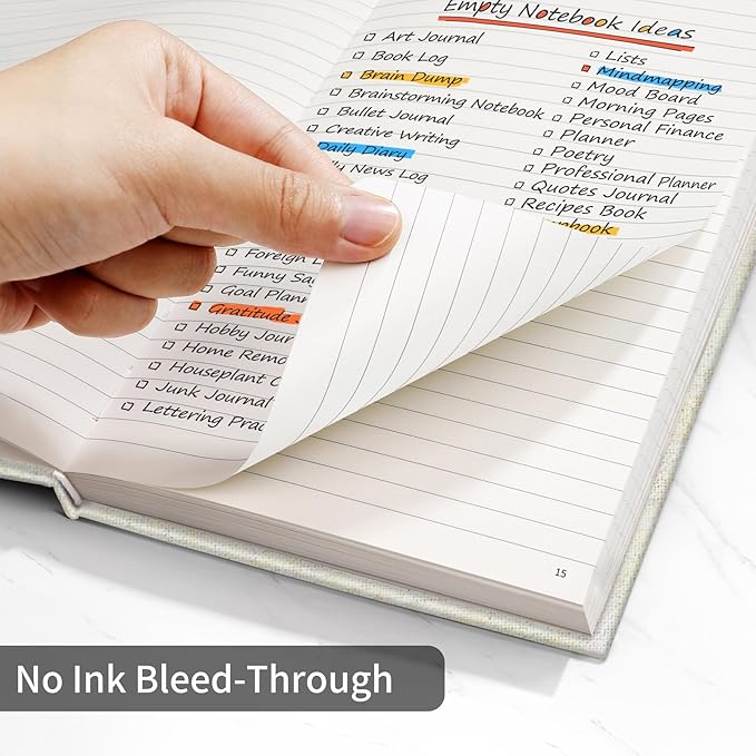 Annecy Lined Journal Notebook, Hardcover Leather Journal for Women & Men, 160 Numbered Pages, Medium 5.5" x 8.25", 100 GSM Thick Paper, Beige