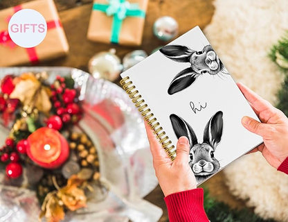 Rabbit Notebook Journal,Cute Bunny Gifts Notebook Journal for School Women Teen Girls Kids,Gifts for Rabbit Lovers,Animal Hardcover Spiral Notebooks for Work Notes Journaling,5.5x8.3 Inch
