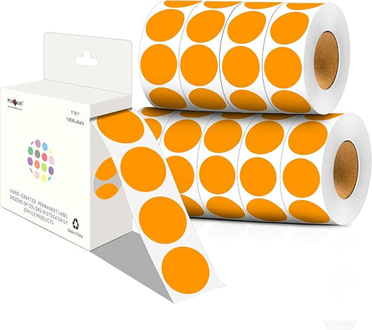 PARLAIM 1 Inch Round Color-Code Dot Stickers,10000per/10 Rolls dots Label Dispenser Box, Orange Circle Stickers Label for Office Home (Orange)
