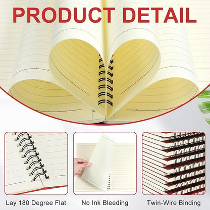 Yahenda Spiral Notebook Bulk A5 Journal Lined 8.3'' x 5.5'' Writing Composition Paper Small Notepad Subject Notebook for Students Office Business Back to School Supplies(Red,36 Pcs)