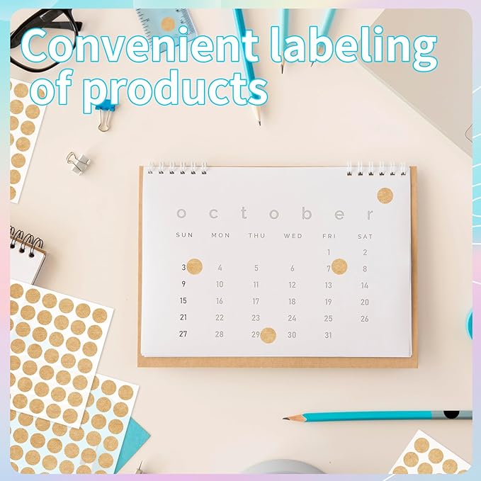 Starboling Kraft Paper Dot Stickers, Round Color Coding Labels, 1/2 Inch, 1400pcs