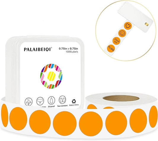 0.75 Inch Dot Stickers, 1000PCS 3/4" Round Thermal Printable Labels for Instant Organization, Color Coding Files, Tab Pages, Calendar Marking & Junk Journals,Orange