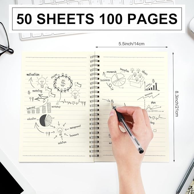 Yahenda Spiral Notebook Bulk A5 Journal Lined 8.3'' x 5.5'' Writing Composition Paper Small Notepad Subject Notebook for Students Office Business Back to School Supplies(Dark Gray,54 Pcs)