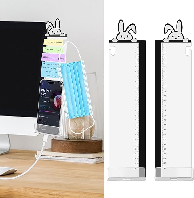 Office Desk Accessories 2pcs Computer Monitor Memo Board - Transparent Computer Side Panel Memo Creative Monitor Side Panel with Phone Holder Suitable for Office Home Desktop (with Grease Pencil)