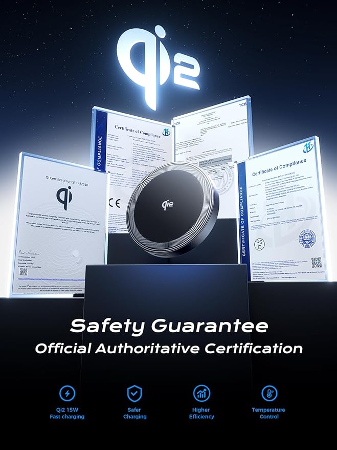 THREEKEY Charging Station, for MagSafe Charger with 180° Rotation, Qi2 15W Fast Charging Pad with Dual-Sided Magnets, Magnetic Wireless Charger Stand for iPhone 16-12 Series/Airpods (TZH103 Black)