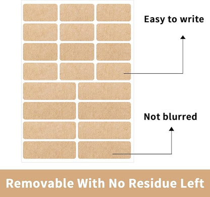 Kraft Label Stickers Removable Writable Gift Labels, Self-Adhesive Brown Labels for Essential Oil Bottle, Jars, Food Storage or Gift Decoration (2 Size, 300 Sheet)