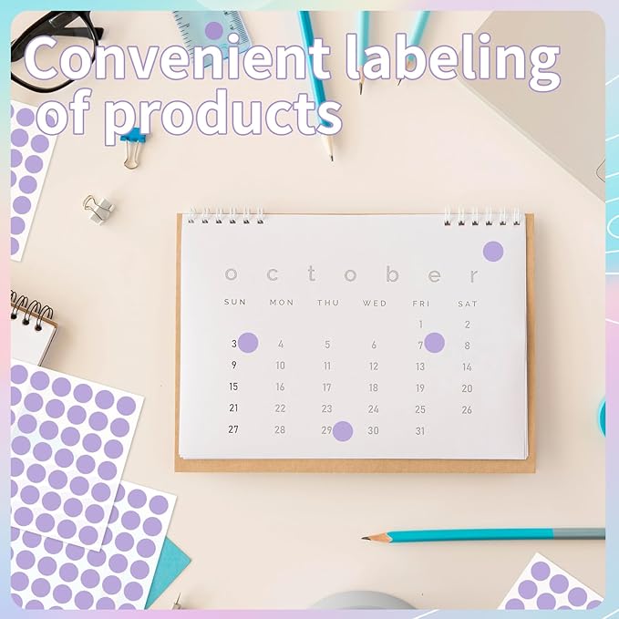starboling Dot Stickers,1/2 Inch Purple Circle Stickers,1400pcs Self-Adhesive Writable Color Coding Labels,Round Labeling Stickers for Office Classroom Garage Sale, 0.5''