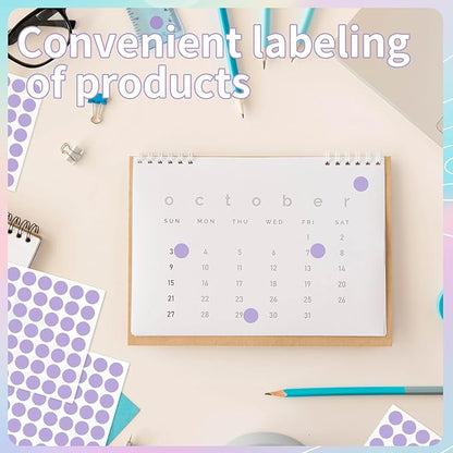 starboling Dot Stickers,1/2 Inch Purple Circle Stickers,1400pcs Self-Adhesive Writable Color Coding Labels,Round Labeling Stickers for Office Classroom Garage Sale, 0.5''