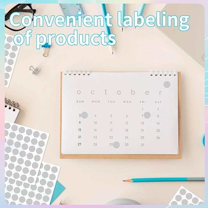 Dot Stickers - 1/2 Inch Grey Circle Labels, 1400pcs Writable Color Coding, Round Stickers for Office, Classroom, Garage Sale